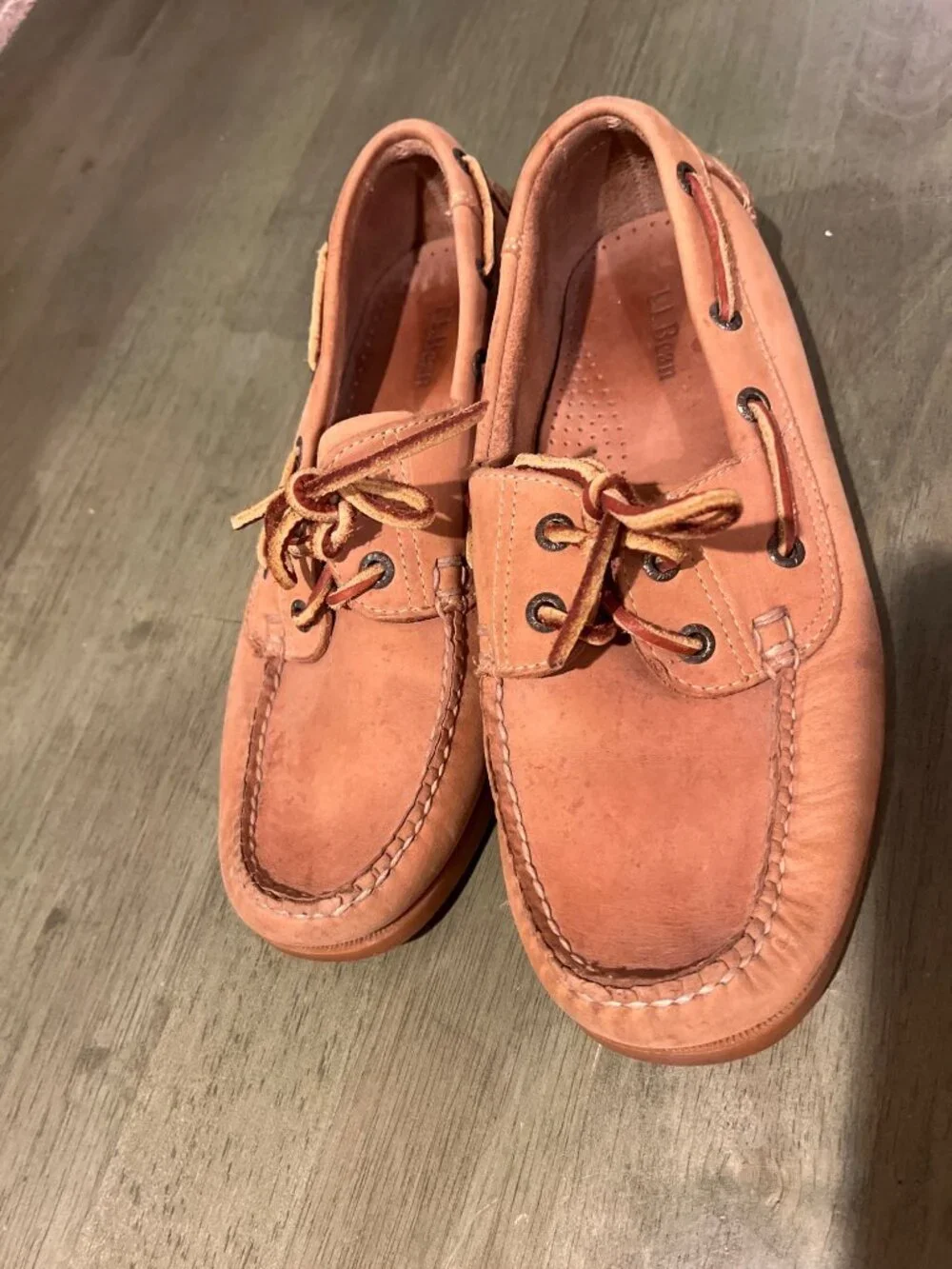Mens L.L.Bean Tan Leather Deck Shoes Size 9 D Boat Style Casual Loafers Made In